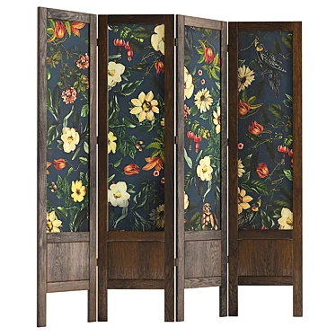 Large Floral Print Room Divider 3D model image 1 