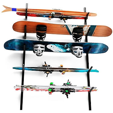 Ski and Snowboard Rack Stand 3D model image 1 