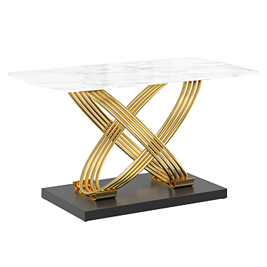 White Faux Marble Dining Table 3D model image 1 