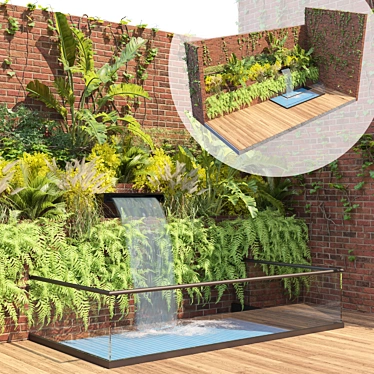 Outdoor Green Wall Garden Set 3D model image 1 