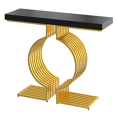 Modern Narrow Black Geometric Console 3D model image 1 