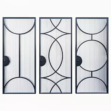 Modern Metal Glass Door Set 3D model image 1 