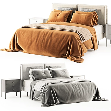 Moderno India Queen Bed 3D model image 1 