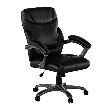 Mid-Back Black LeatherSoft Overstuffed Swivel Task Ergonomic Office Chair with Arms