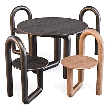 Handcrafted Mono Dining Set 3D model image 1 