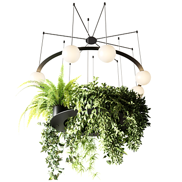 Circular Pendant Chandelier with Ampelous Plants 3D model image 1 