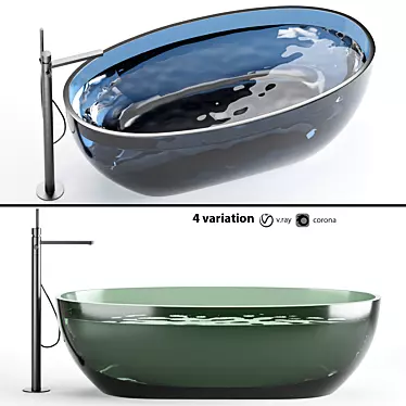 Minimalist Glass Bathtub 3D Model 3D model image 1 