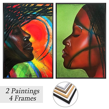 Gallery Art Set with Frames 3D model image 1 