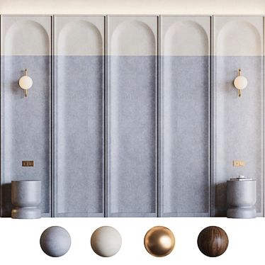 Decorative 3D Panel with Modular Design 3D model image 1 