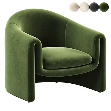 Elegant Velvet Barrel Chair 3D model image 1 