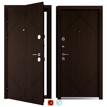 Ronda Metal Door Set, Locks 3D model image 1 