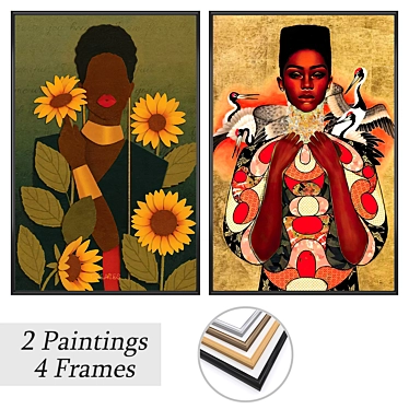 Modern Art Set with Frames 3D model image 1 