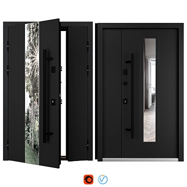 UFO Black Entry Door Set 3D model image 1 