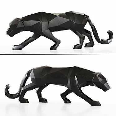 Geometric Black Leopard Figurine Decor 3D model image 1 