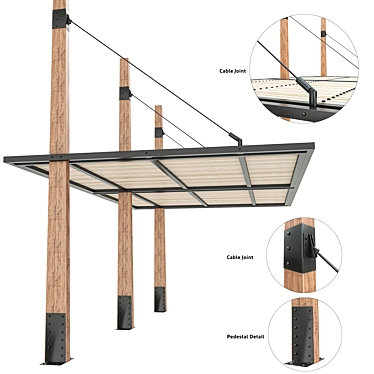 Expandable Modern Wooden Canopy 3D model image 1 