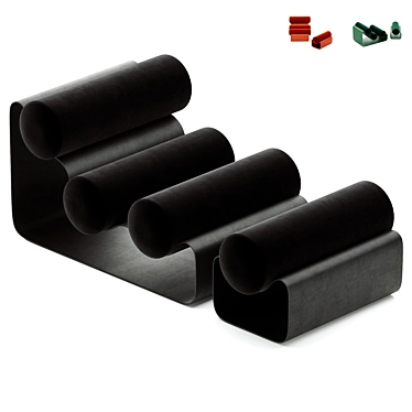 Sleek Metal Chair Ottoman Set 3D model image 1 