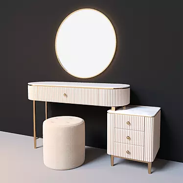 Elegant Vanity Set with Mirror 3D model image 1 