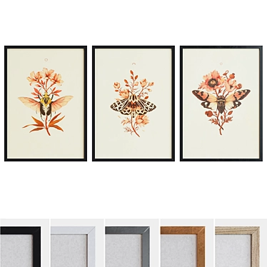 Modern Insect & Plant Picture Frame Set 3D model image 1 