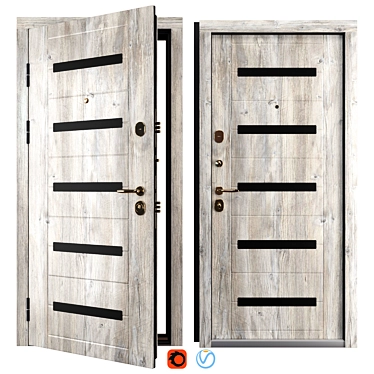 Premium Metal Entry Door Set 3D model image 1 