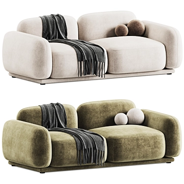 Luxurious Velvet 2-Seater Sofa 3D model image 1 