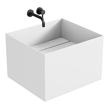 Modern Wall-Mounted Metal Washbasin 3D model image 1 