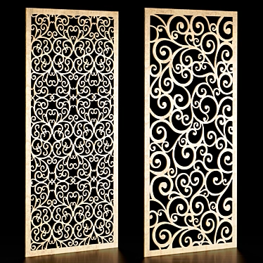 Ornamental Panel Set "Floral Elegance 3D model image 1 