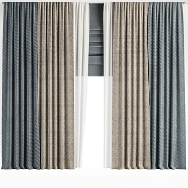 Luxury 3D Curtain Set M1 3D model image 1 