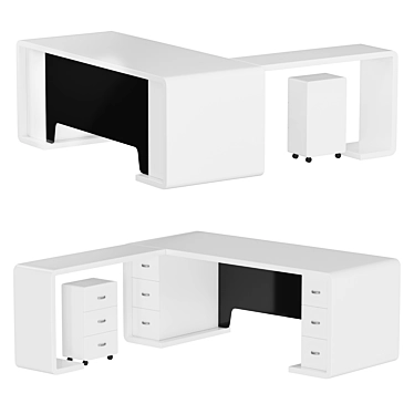 Modern L-Shaped Executive Desk 3D model image 1 