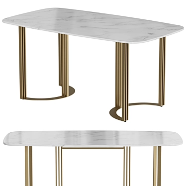 Faux Marble Dining Table, Rectangular 3D model image 1 