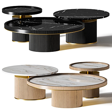 Modern Round Coffee Tables Set 3D model image 1 