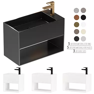 Versatile REXA UNICO Washbasins Set 3D model image 1 