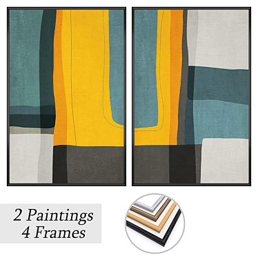 Wall Art Set with Frames 3D model image 1 