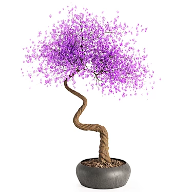 Purple Bonsai Flower Miniature Decor 3D model image 1 