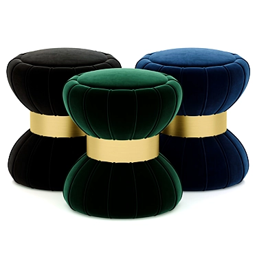 Elegant Velvet Ottoman Footstool 3D model image 1 