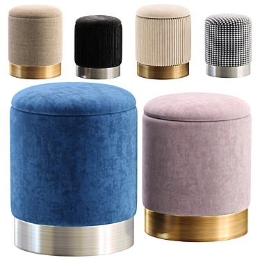 Modern Oslo Pouffe Set, Elegant 3D model image 1 