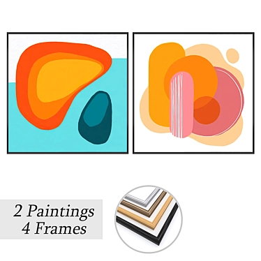 Modern Art Set with Various Frames 3D model image 1 