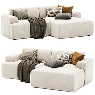 Light Grey Melva Corner Sofa 3D model image 1 