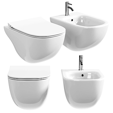 Sleek Wild Wall-Hung Bidet 3D model image 1 