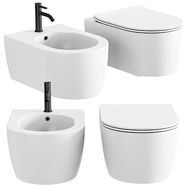 Glam Bidet: Elegant Wall-Hung Fixture 3D model image 1 