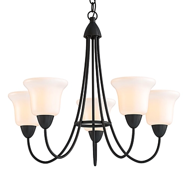 Sleek Modern Chandelier with 5 Lights 3D model image 1 