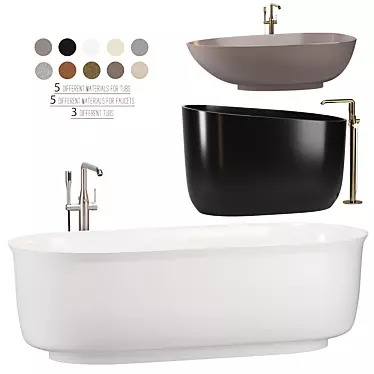 Luxury Bathtubs Set with Faucets 3D model image 1 