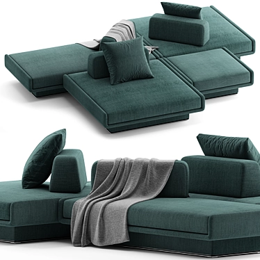 Modern Modular Fabric Sofa Collection 3D model image 1 