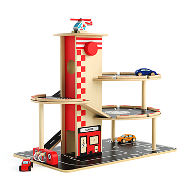 Hape E3002 Kids Multi-Level Parking 3D model image 1 