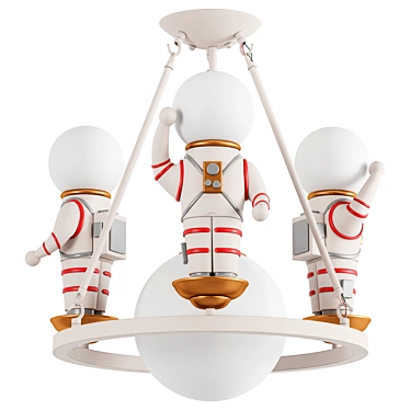 Cartoon Astronaut Chandelier - Resin Pendant Light 3D model image 1 