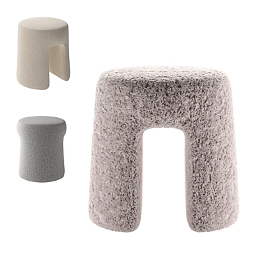 Luxurious Sheepskin Pouf 1756 Fabric 3D model image 1 