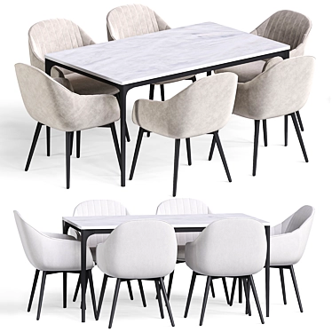 Modern Kanto Dining Table Set 3D model image 1 