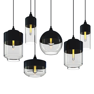  Sleek Glass Stone Pendant Light 3D model image 1 