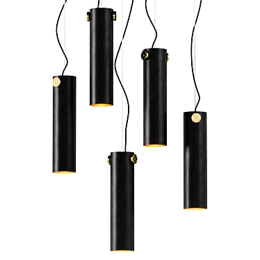 Sleek Cylinder Brass Suspension Lamp 3D model image 1 