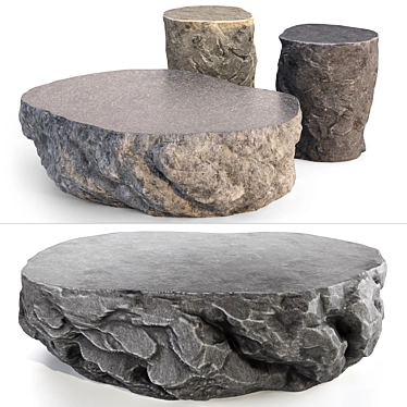 Dual Color Rock Side Tables 3D model image 1 