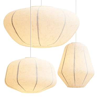 Rice Paper Lamp Shades 3D model image 1 